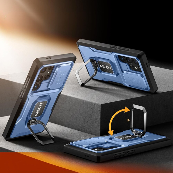 Carcasă pentru Samsung Galaxy S24 Ultra, seria Tongate MECH cu suport, verde