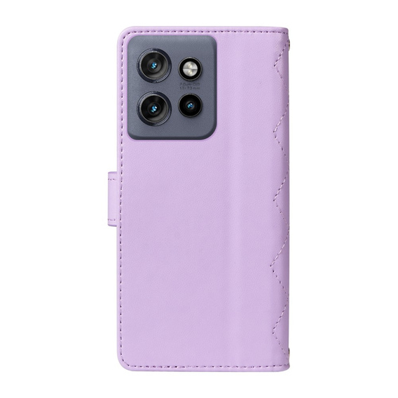 Husă cu clapetă pentru Motorola Edge 50 Neo / Motorola ThinkPhone 25, Rhombus Crossbody Leather, violet