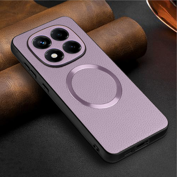 Huse pentru Xiaomi Redmi Note 14 Pro 5G, Leather Hybrid MagSafe, violet