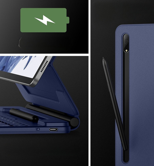 Husă tastatură pentru Samsung Galaxy Tab S10+/ S9+/ S8+/ S7+/ S7 FE, Dexnor Magnetic Keyboard Touchpad, albastru