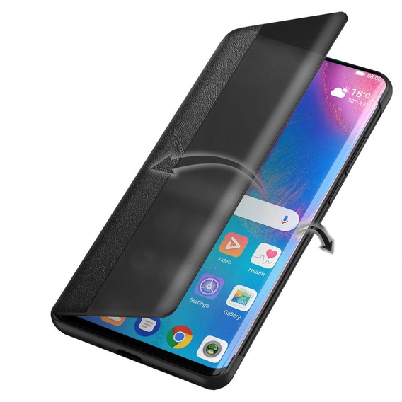 Husă cu clapetă pentru Huawei P40, Side View, negru