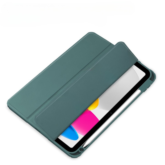 Husă pentru iPad 10.9 2022 10 Gen, Smartcase Hybrid, cu spațiu pentru stylus, verde închis