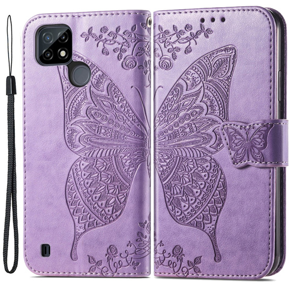 Cu clapetă pentru Realme C21Y / C25Y, Butterfly, violet