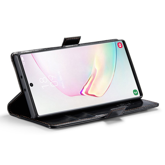 Carcasă flip CASEME pentru Samsung Galaxy Note 10 Plus, Waxy Textured, negru