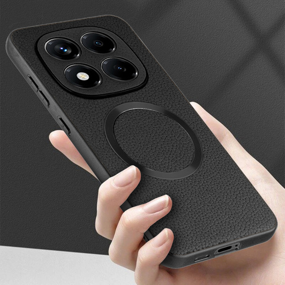 Huse pentru Xiaomi Redmi Note 14 Pro 5G, Leather Hybrid MagSafe, negru