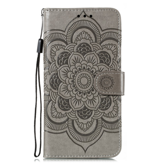 Cu clapetă pentru Xiaomi Redmi Note 9s/ 9 Pro, Mandala Flower, gri