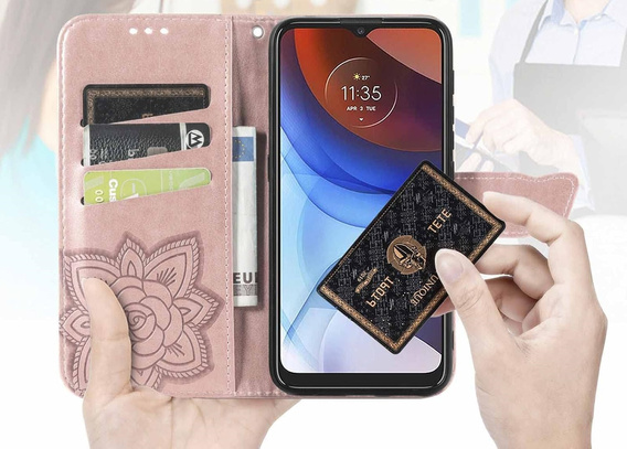 Cu clapetă pentru Oppo Reno 13F / Oppo Reno 13FS, Butterfly, roz rose gold