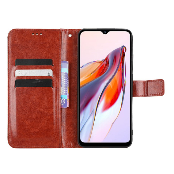 Cu clapetă pentru Xiaomi Redmi 12C, Crazy Horse Wallet, maro