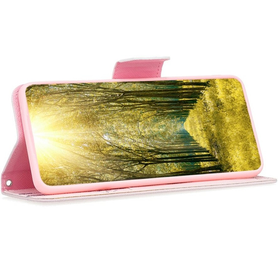 Cu clapetă pentru Samsung Galaxy A55 5G, Wallet, giraffe, roz