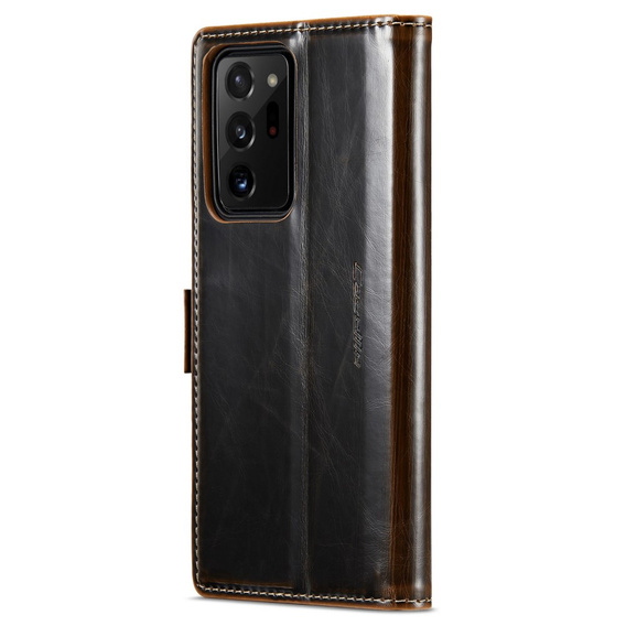 Carcasă flip CASEME pentru Samsung Galaxy Note 20 Ultra, Waxy Textured, cafea