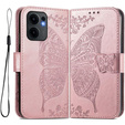 Cu clapetă pentru Oppo Reno 13F / Oppo Reno 13FS, Butterfly, roz rose gold