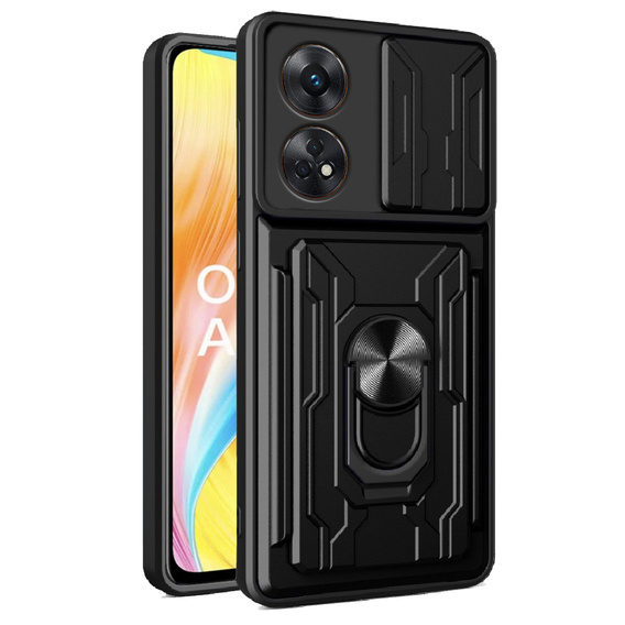 Husă blindată pentru Oppo A98 5G, Camera Slide Card Slot, negru