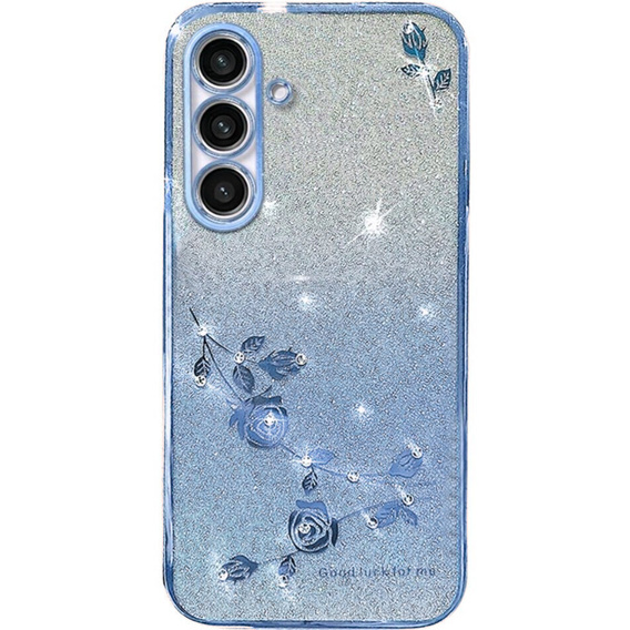 Husă pentru Samsung Galaxy S23 FE, Glitter Flower, albastru