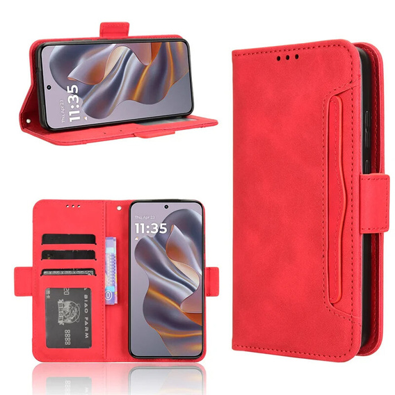 Cu clapetă pentru Motorola Edge 50 Neo / Motorola ThinkPhone 25, Card Slot, roșu