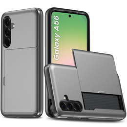 Huse pentru Samsung Galaxy A56 5G, Sliding Card Holder, gri