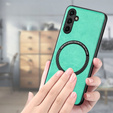 Huse pentru Samsung Galaxy A14 5G, Leather Hybrid MagSafe, verde