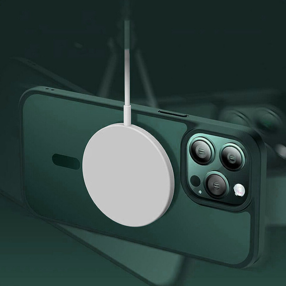 Husă pentru iPhone 11 Pro, pentru MagSafe, ERBORD Matt Case, verde + sticlă pentru ecran