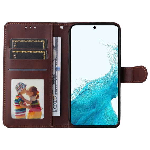 Cu clapetă pentru Samsung Galaxy A34 5G, Leather Wallet, maro