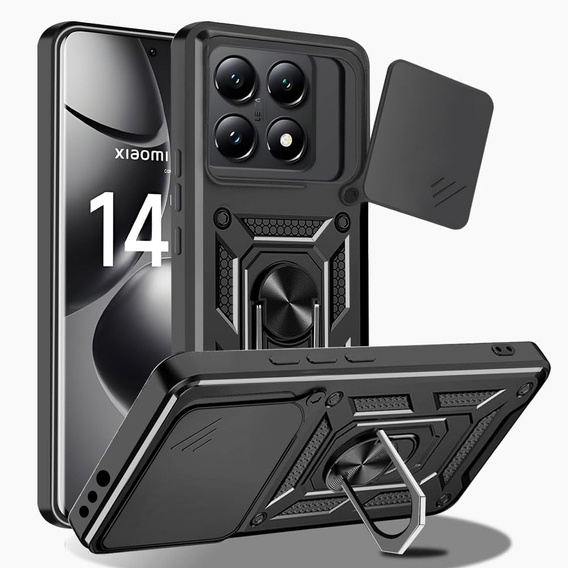 Husă blindată pentru Xiaomi 14T, CamShield Slide, negru