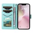 Husă cu clapetă pentru iPhone 16E, Rhombus Crossbody Leather, verde