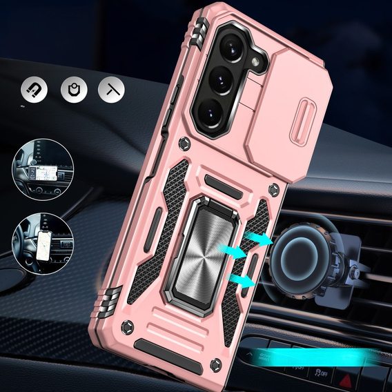 Husă blindată pentru Samsung Galaxy Z Fold6 5G, CamShield Slide, roz rose gold