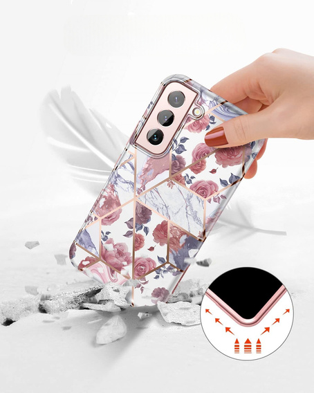 Huse pentru Samsung Galaxy S22, Suritch Full Body Marble, roz