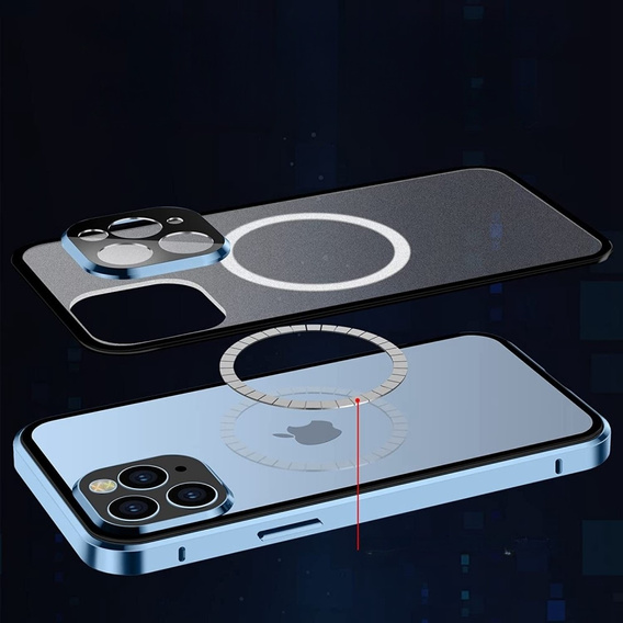 Carcasa Magnetic Dual Glass MagSafe pentru iPhone 13 Pro, albastru