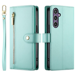 Cu clapetă pentru Samsung Galaxy S25+ Plus, Wallet Zipper Pocket, verde
