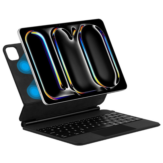 Husă de tastatură pentru iPad Pro 13" 2024, Magnetic Keyboard Touchpad, negru