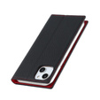 Cu clapetă pentru iPhone 15, Litchi Skin Grain, negru