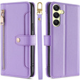 Cu clapetă pentru Samsung Galaxy A25 5G, Wallet Zipper Pocket, violet