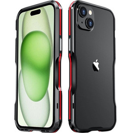 Husa LUPHIE pentru iPhone 15, Armor Bumper, negru / roșu