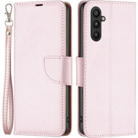 Cu clapetă pentru Samsung Galaxy A34 5G, Wallet Litchi Magnet, roz rose gold