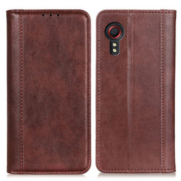 Huse pentru Samsung Galaxy Xcover 7, Wallet Litchi Leather, maro