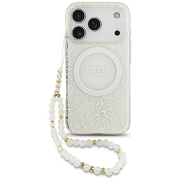 Husă cu curea IML Flowers Electroplated Allover With Beads, pentru MagSafe, cu curea pentru iPhone 17 Pro