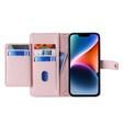 Cu clapetă pentru iPhone 14, Wallet Zipper Pocket, roz