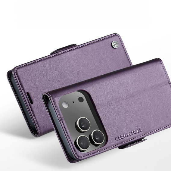 ERBORD Carcasă de portofel Glossy Litchi cu clapetă pentru iPhone 17 Pro Max