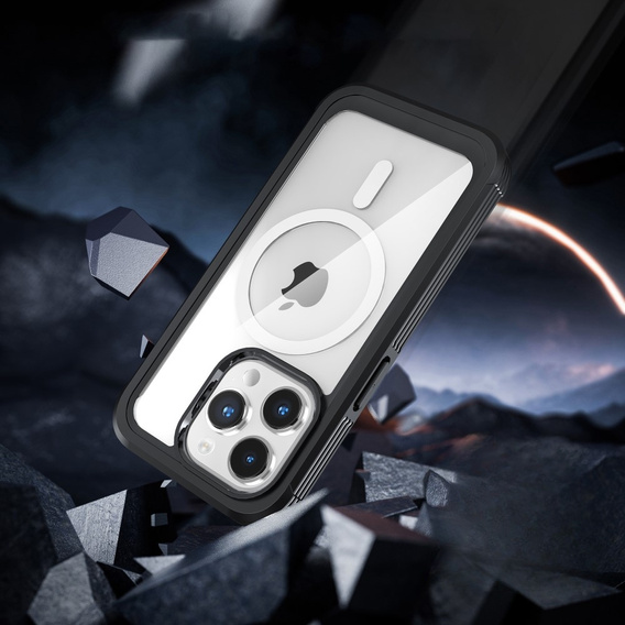 Carcasă pentru iPhone 15 Pro, blindată Full Protect 360° pentru MagSafe, sticlă pentru ecran, negru