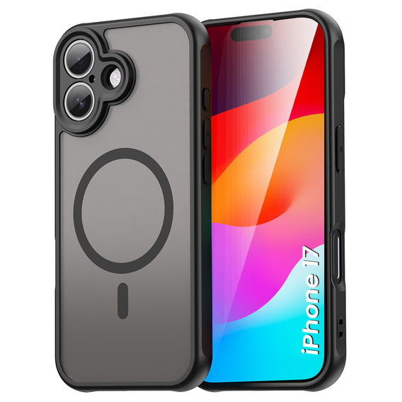 Husă pentru iPhone 17, pentru MagSafe, cu protecție pentru cameră, colorată cu margine neagră