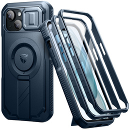 Husă blindată pentru iPhone 15, Dexnor CamProtect MagSafe, albastru închis (Două rame)