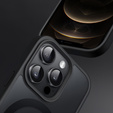 Husă pentru iPhone 12 Pro, pentru MagSafe, ERBORD Matt Case, negru + sticlă pentru ecran