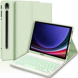 Carcasă + tastatură Samsung Galaxy Tab S9 FE, Leather Pen Slot, verde deschis