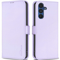 Cu clapetă pentru Samsung Galaxy A15, BINFEN Wallet, violet + sticlă 9H