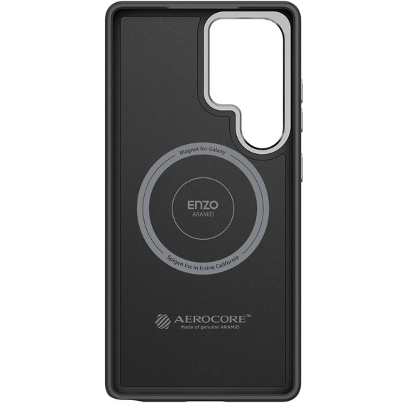 Carcasa Spigen pentru Samsung Galaxy S25 Ultra, Enzo Aramid MagSafe, carbon negru + 9H Tempered Glass