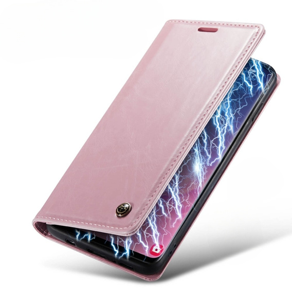 Carcasă flip CASEME pentru Samsung Galaxy S10+ Plus, Waxy Textured, roz