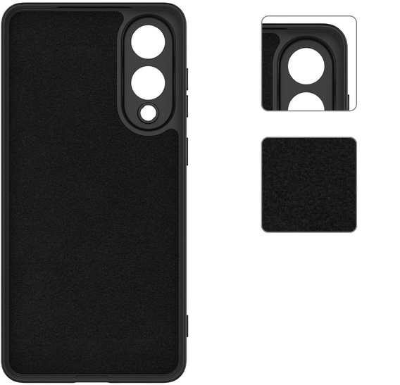 Carcasa pentru Samsung Galaxy S25 Edge, Silicone Lite, negru + sticlă 9H