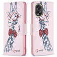 Cu clapetă pentru Oppo A38 4G / Oppo A18 4G, Wallet, Giraffe roz