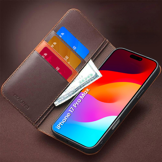 QIALINO piele portofel flip caz pentru iPhone 17 Pro Max - maro