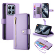 Cu clapetă pentru Xiaomi 14T Pro, Wallet Zipper Pocket, violet