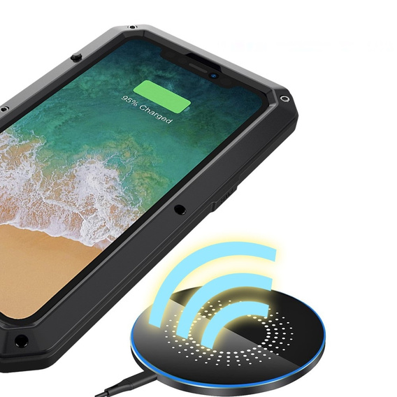 Carcasă pentru iPhone 15, blindată, cu sticlă integrată, negru